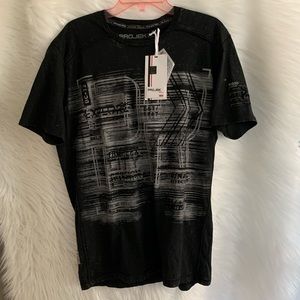 Projek Raw Mens Tee Shirt Short Sleeve Black with Light Grey imaging Small